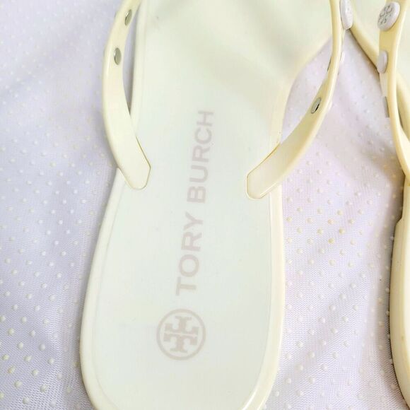 Tory Burch‎ Jelly Sandals 9 Yellow Studded Slip-On Flip Flop Flats - Picture 5 of 7